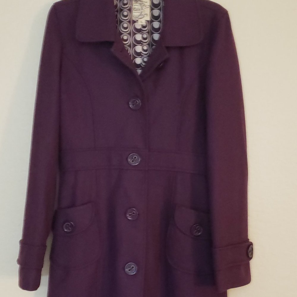 Tulle Designer - Gorgeous Grape Purple  Wool Coat - Size-Large